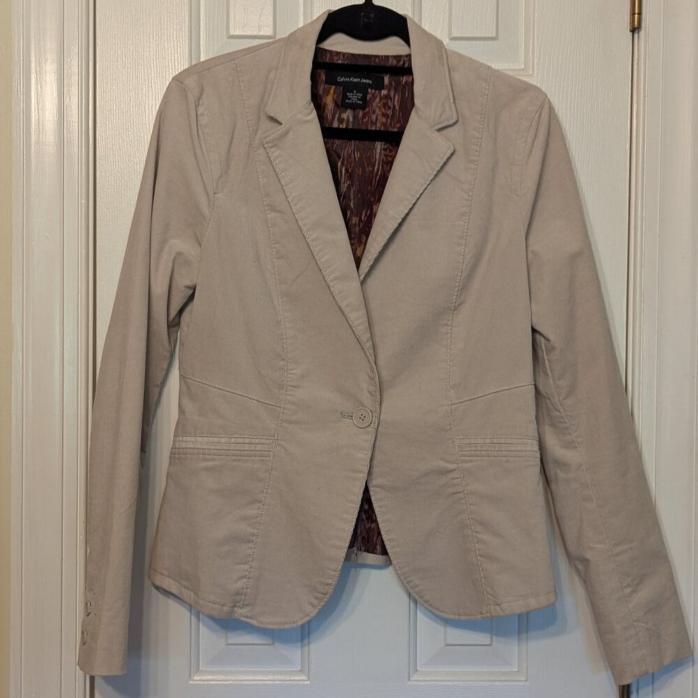 Calvin Klein Curdoroy Blazer, Ivory, Women's size Medium